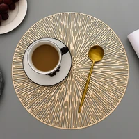 ins hot round placemats golden restaurant hollow decoration meal mat anti hot dining table line mat steak plate pad 24pcs