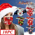 10 шт. Рождественская Маска для лица, одноразовая трехслойная Маска для лица с ушными петлями Санты, Маска для лица для взрослых, Маска для лица