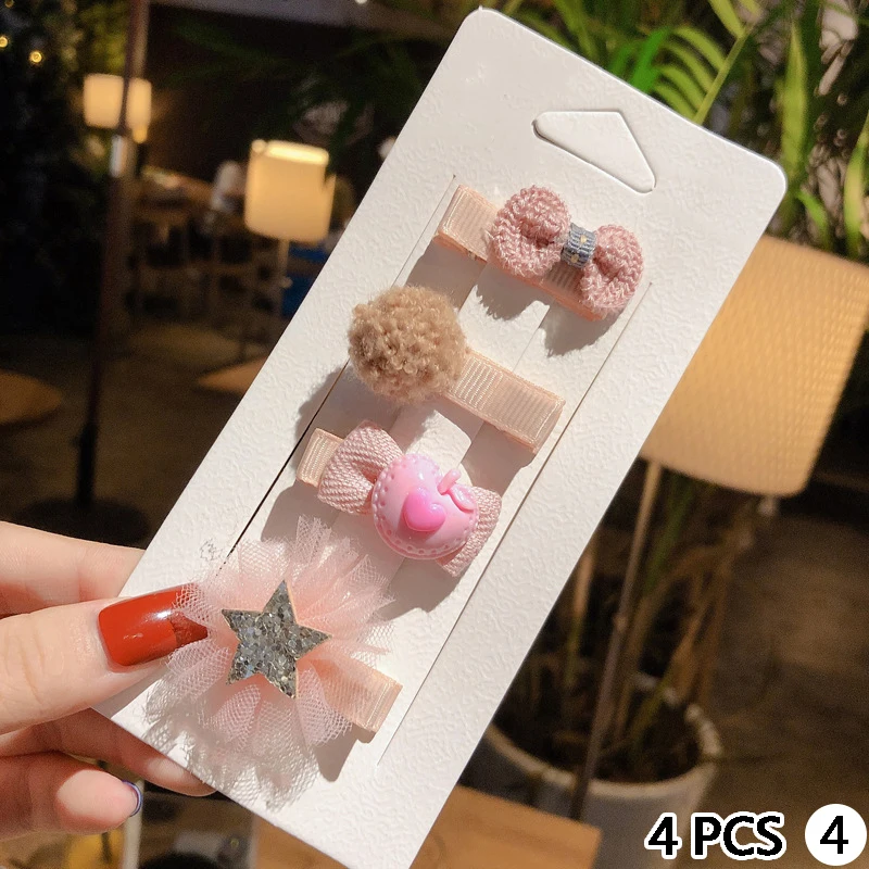 4PCS 4 4/5 шт./компл. ювелирные украшения для волос симпатичная детская одежда с бантом, с проектом из мультфильма, волосы на заколках для наращивания шпильки с орнаментом заколки повязка Для женщин аксессуары для волос - Окраска металла: 4PCS 4
