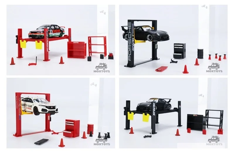 Gfans Model 1:64 Garage Repair tools 4 Sets Car Lifting Mugen Js Racing Honda RWB A & B