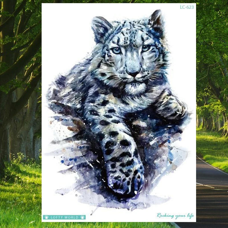 

Акварель Леопард временная татуировка Стикеры большой Размеры Тигр рука нога поддельные татуировки для Для мужчин Для женщин Для мужчин Girl Водонепроницаемый тату-арт тату