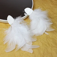 long real feather white earrings retro exquisite korean fashion pendientes mujer