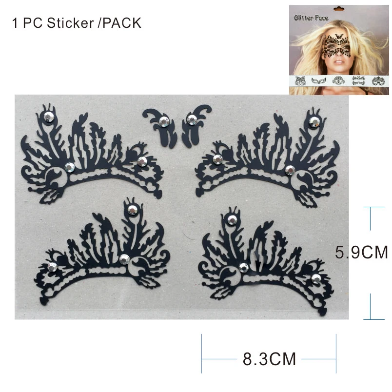 PFS01 1 шт черные кружева вокруг глаз наклейки с изображением драгоценных камней