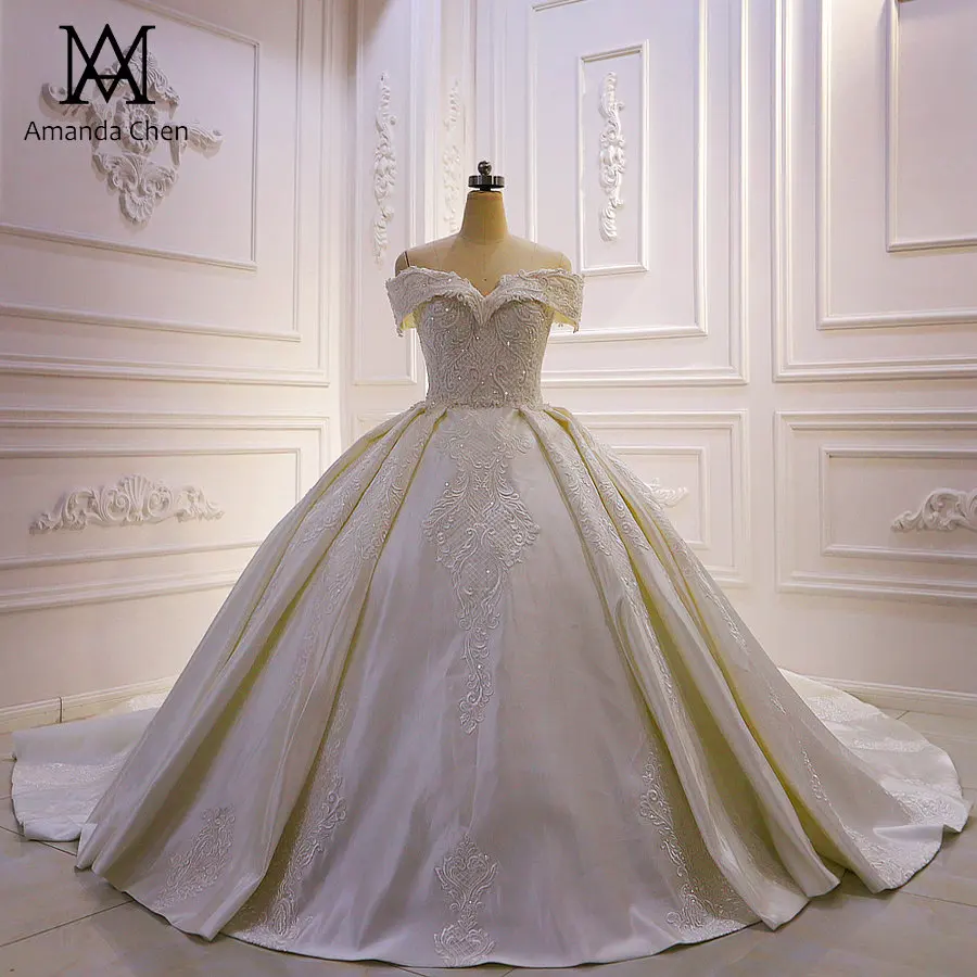 Abiti da sposa свадебное платье с открытыми плечами и кружевной аппликацией|Свадебные
