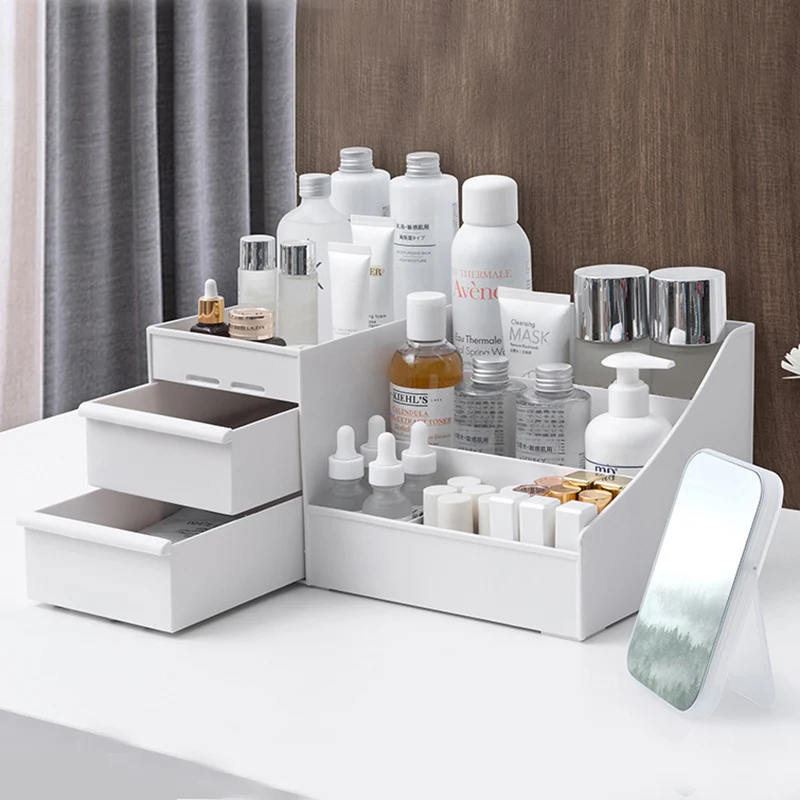 

Desktop Cosmetic Makeup Organizer Large Capacity Storage Box Brief Jewelry Drawer Nail Polish Container Sundries Storage Case