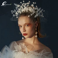 new hair clip fashion beadings wedding veils bridal tulle veil in high quality hair soft blusher brides veil for woman clips