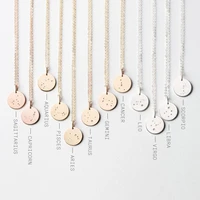 constellations wrap layered chain necklace disc zodiac necklace gift for women 15mm 18inch