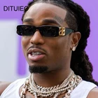 Очки солнцезащитные мужские в стиле ретро, прямоугольной формы, винтажные модные дизайнерские брендовые роскошные маленькие очки в стиле хип-хоп