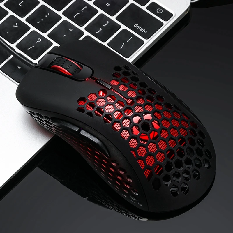 

Hollow Out Honeycomb Gaming Mouse Optical Sensor 6400 DPI Colorful RGB Backlit