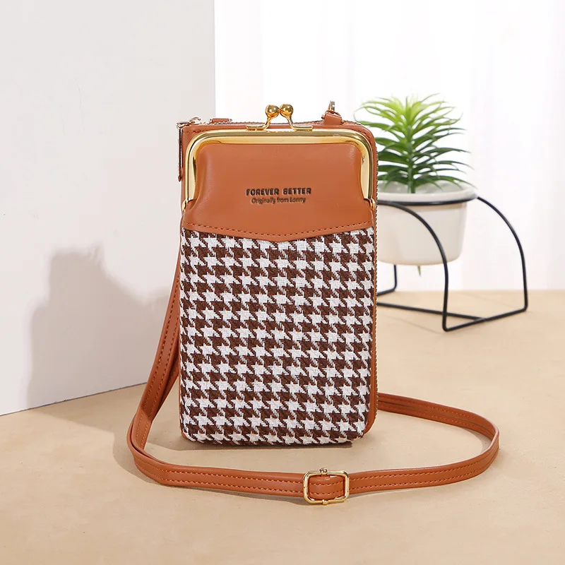 

New Mobile Phone Bag Korean Version Large Capacity Diagonal Bag Fashion Zipper Vertical Wallet Crossbody Shoulder Bag
