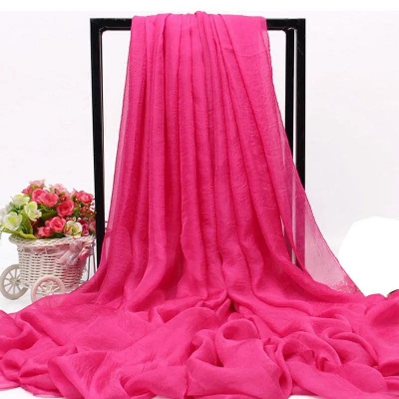 2 deep rose La MaxPa пляжный шарф женский чехол летняя однотонная шелковая шаль шифоновый шарф женское парео накидка саронг Женская Длинная накидка k2407 - Цвет: 2 deep rose