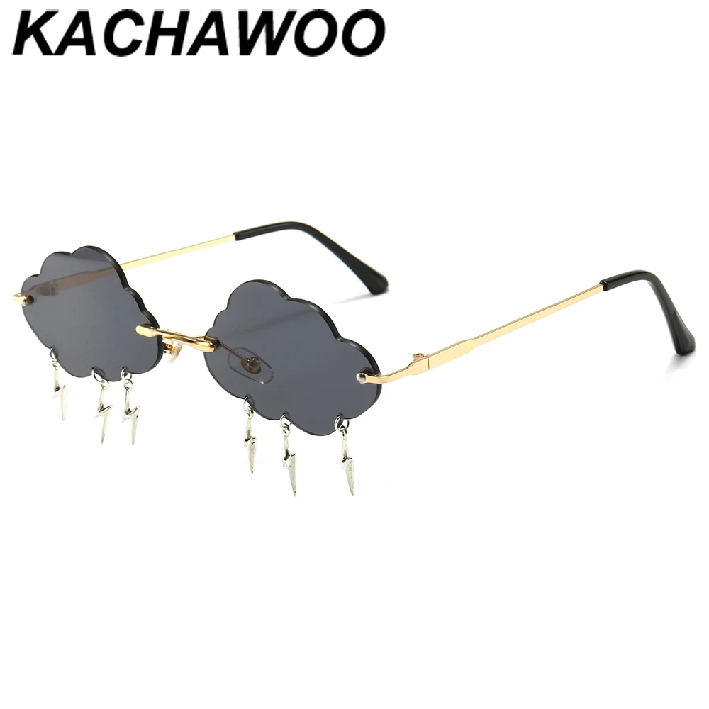 

Kachawoo vintage sunglasses women rimless cloud shape lightning decoration party sun glasses candy color red blue