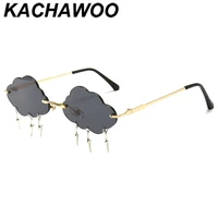 kachawoo vintage sunglasses women rimless cloud shape lightning decoration party sun glasses candy color red blue