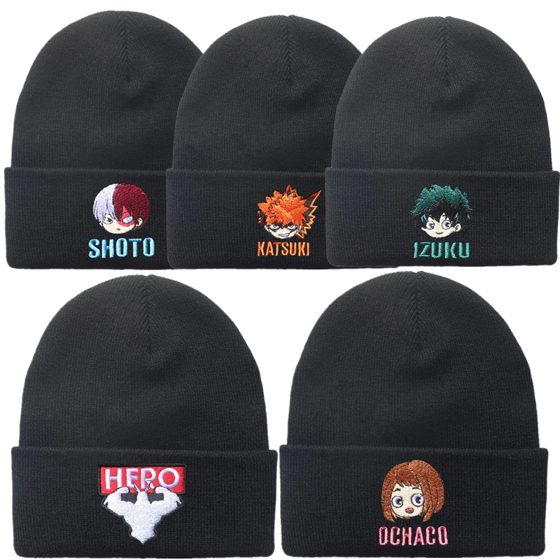 

My Hero Academia Anime Midoriya Izuku Katsuki Shoto Cosplay Costume Winter Warm Beanie Embroidery Hat Knitted Cap Unisex