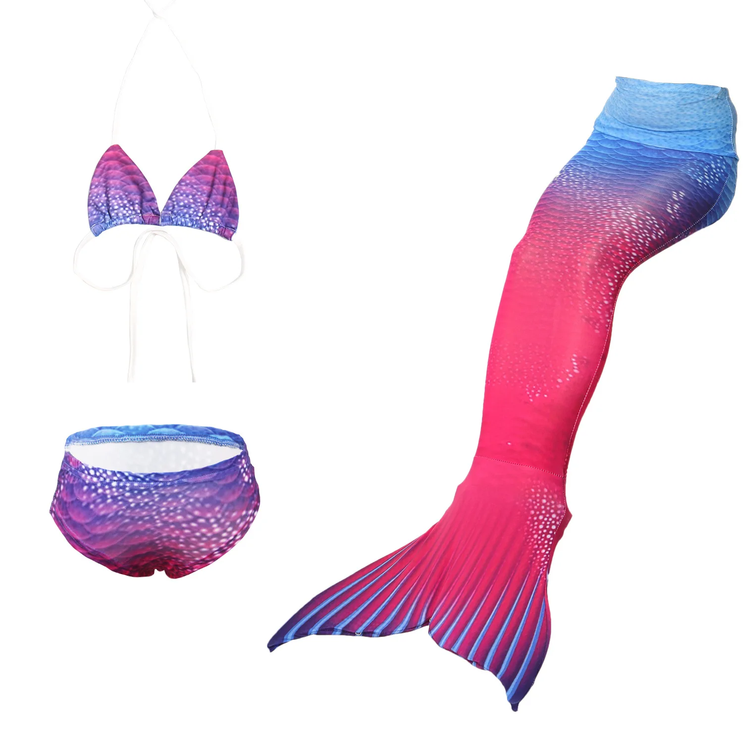 3PCS SET NO MONOFIN Купальный костюм русалки для девочек с хвостом/без монофина; Карнавальный костюм для детей с хвостом русалки Ариэль; детский купальный костюм для костюмированной вечеринки - Цвет: 3PCS SET NO MONOFIN