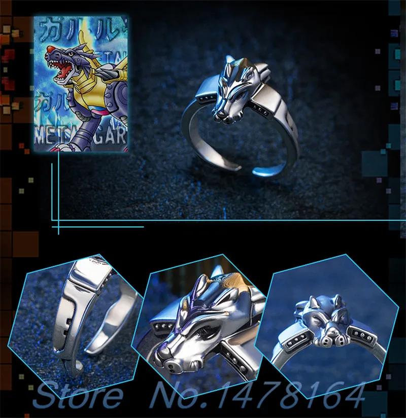 Аниме Приключения Дигимонов три WarGreymon MetalGarurumon Omegamon 925 пробы Серебряное кольцо