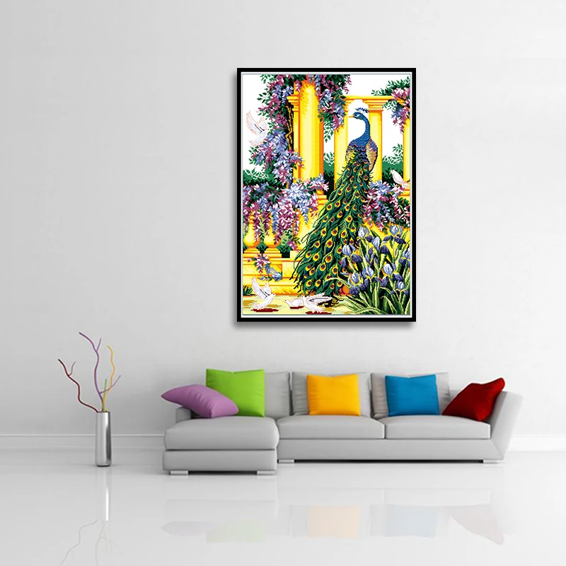 Набор для вышивки с фиолетовыми цветами и изображением песочки GG крестиком