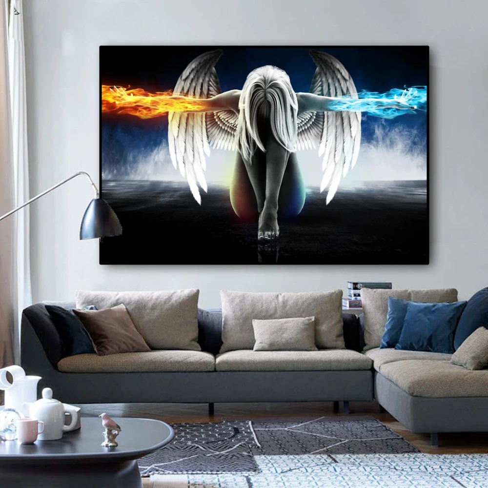 

Wall Canvas Painting Portrait Posters and Prints Wall Art Beautiful Female Angel Picture for Living Room Cuadros Home Decoration