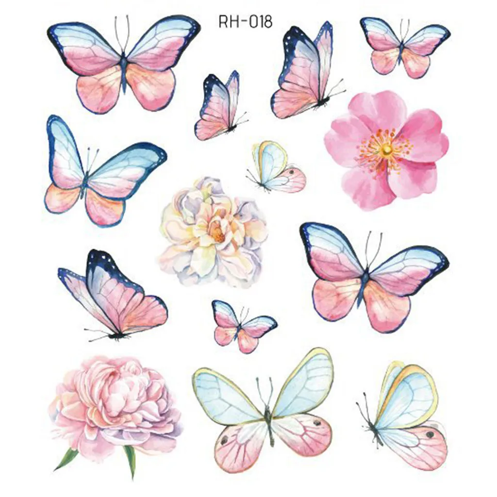 Водостойкая Временная тату наклейка 3D бабочка цветная вспышка модная Татуировка
