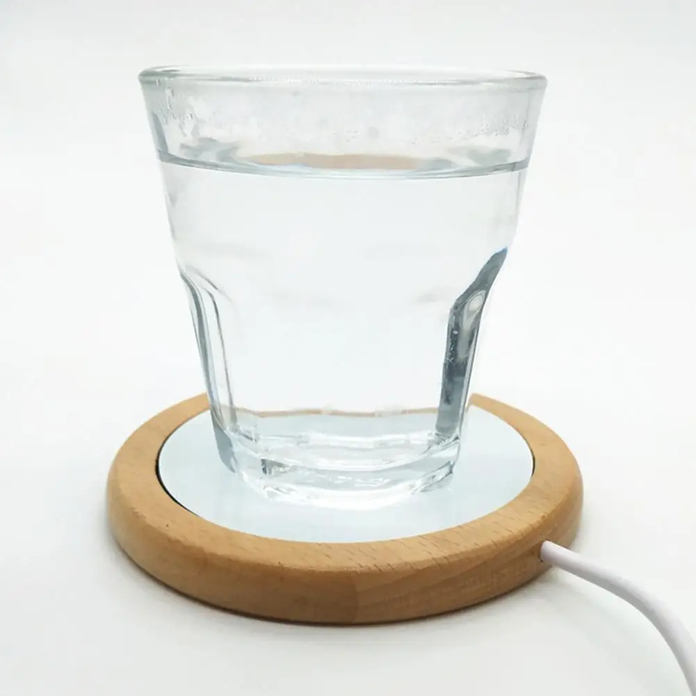 Подогрев USB Coaster 55 градусов изолирующая чашка твердый деревянный мат стеклянная