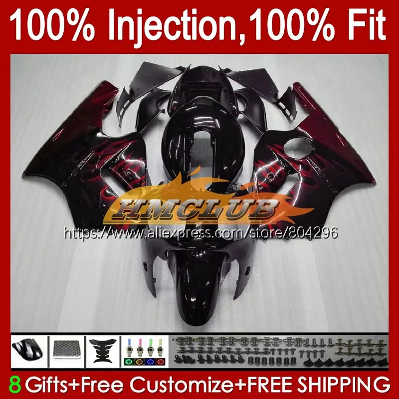 

Инъекция для KAWASAKI NINJA ZX-12R ZX12R 02 03 04 2005 2006 90No.4 ZX1200 CC ZX 12R обтекатель с красным пламенем 2002 2003 2004 05 06