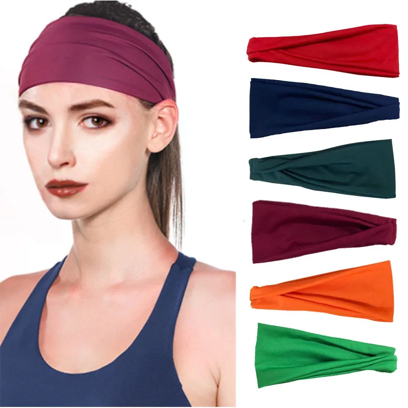 

New men's sports hair band yoga sweat band running fitness headband elastic scarf solid color hair band men