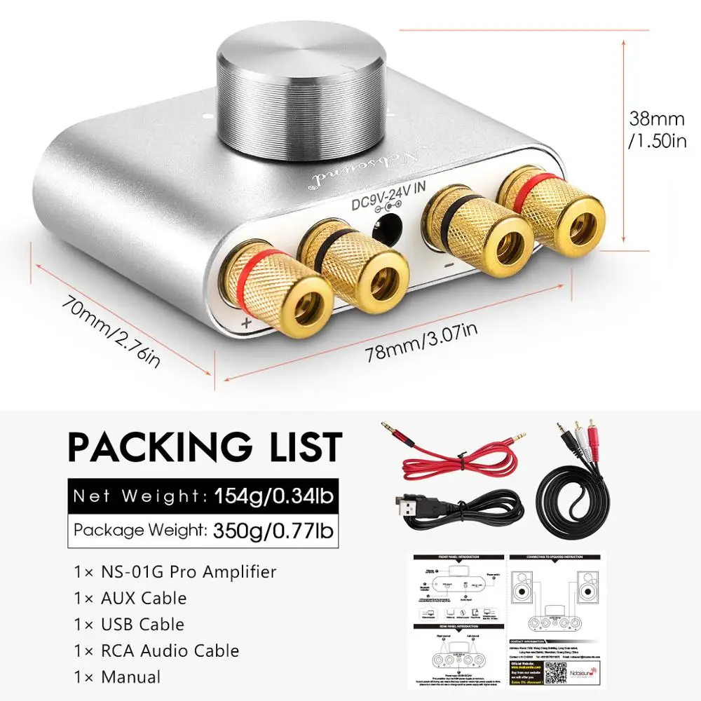 

Mini Bluetooth 5.0 HiFi TPA3116 Digital Amplifier Stereo Audio 2.0 Channel Sound Amplifiers 100W Power Amp