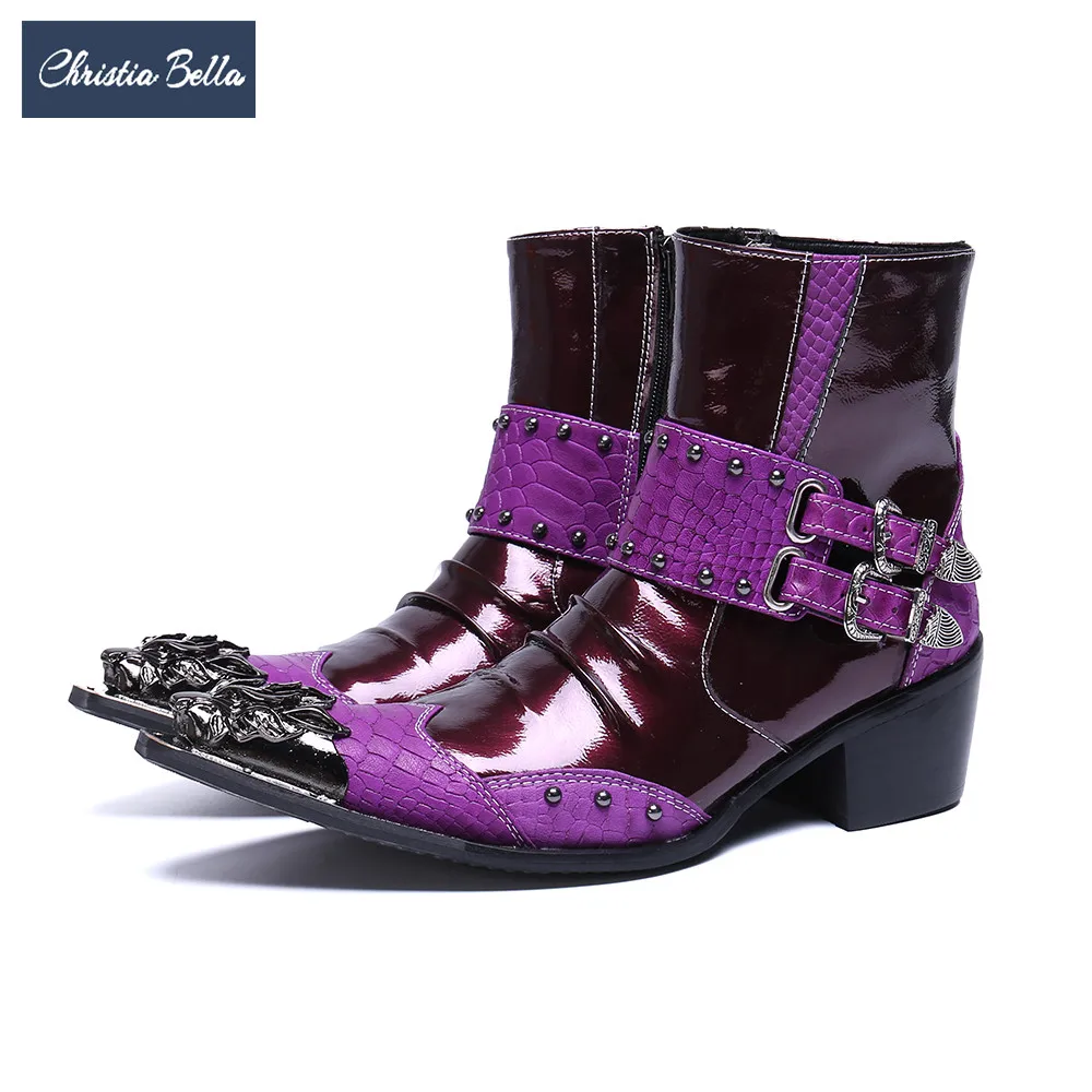 Christia Bella обувь на заклепках в стиле панк из кусков Для мужчин Ботильоны