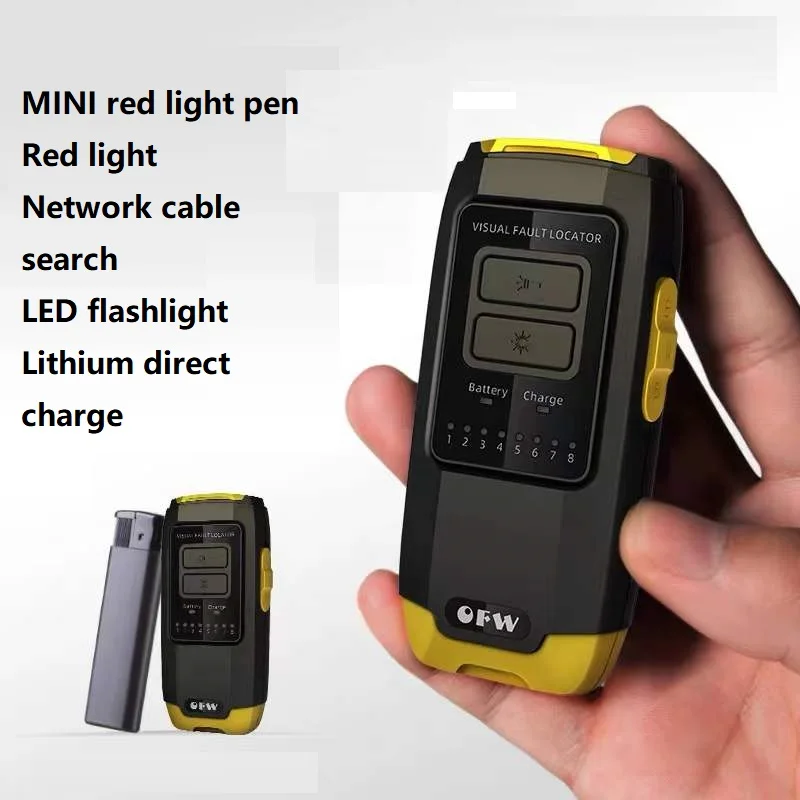 

2022 lithium battery FTTH Visual Fault Locator 15KM 20KM 30KM TYPE-C rechargeable laser source VFL 30MW