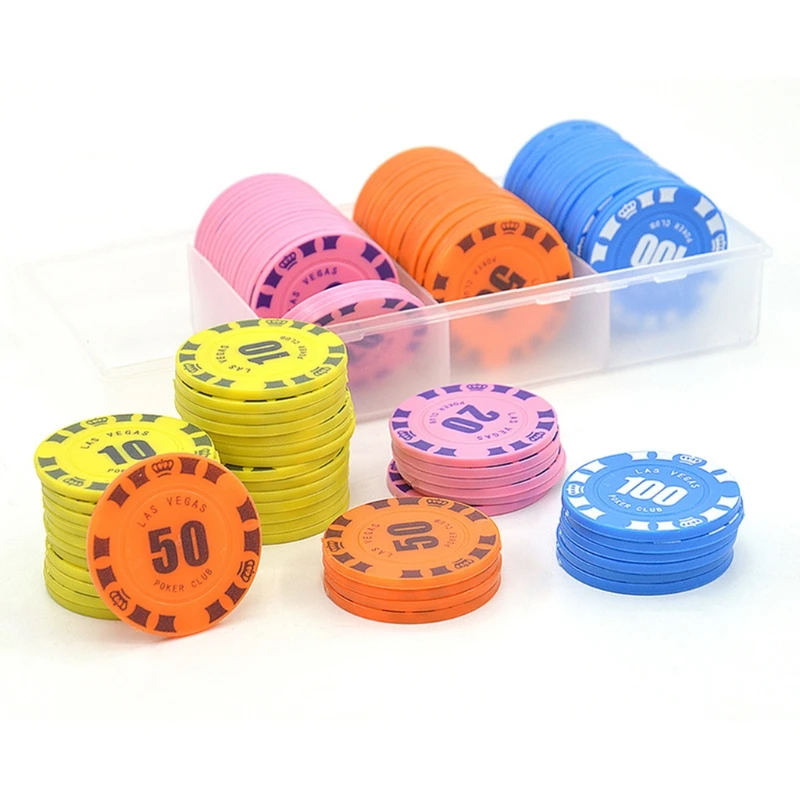 

100pcs Round Plastic Chips Casino Poker Card Game Baccarat Counting Accessories Dice Entertainment Chip RXBB