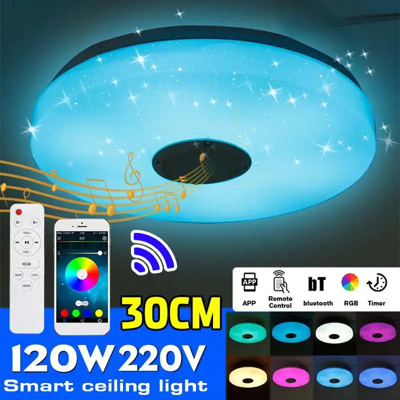

120W WiFi Modern RGB LED Ceiling Light Home Lighting APP bluetooth Music Light Bedroom Lamp Smart Ceiling Lamp+Remote Control