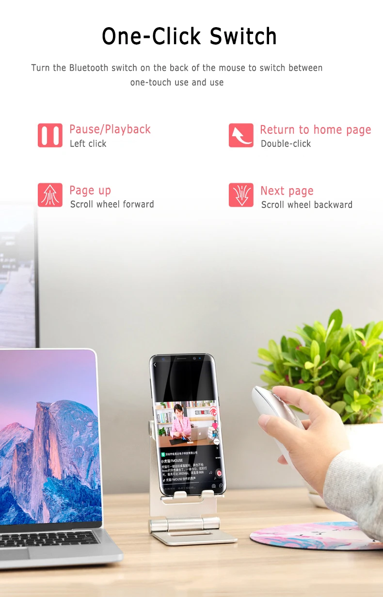 Беспроводная перезаряжаемая мышь с двойным режимом 5 0 + 2 4G 1600 точек/дюйм тонкая