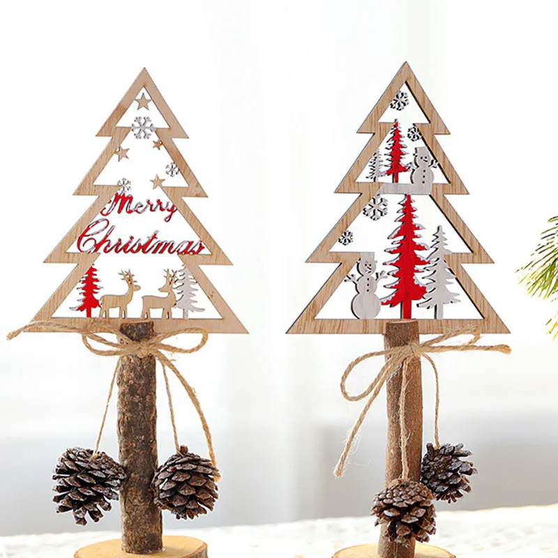 

1pc Idyllic Wooden Christmas Tree DIY Crafts Christmas Decoration Ornaments For Holiday party Study Desktop KK10