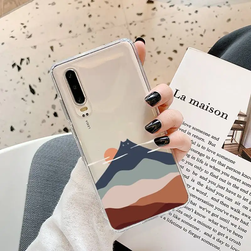

Creativity cat mountain art Phone Case Transparent for Samsung A71 S9 10 20 HUAWEI p30 40 honor 10i 8x xiaomi note 8 Pro 10t 11