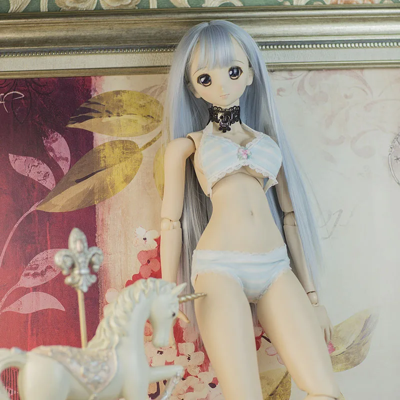 Bybrana Bjd/Sd/Ddl/Ddm/Mdd/Dddy 3 точки 4 Точки Нижнее белье синие и белые полосатые купальные