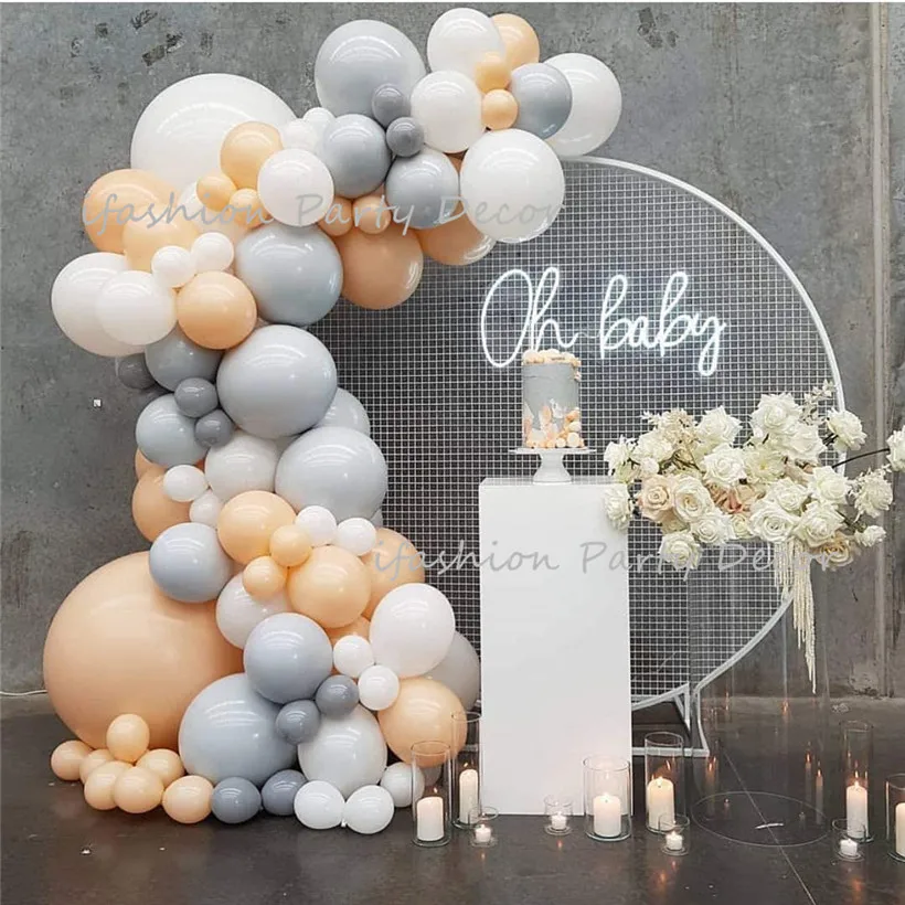 

Blush Balloon Arch & Garland Kit Peach Grey White Balloons Bulk for Wedding Birthday Party Supplies Photo Backdrop Venue Decor