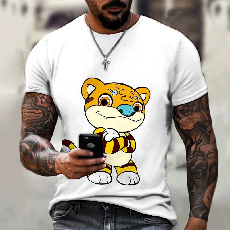 

Cartoon Animal 3d Printing Cute Casual Street Harajuku T-shirt Men's Short Sleeve Gift for Men Funny Oversized T-shirt