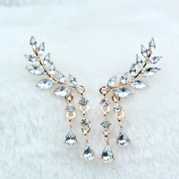 2021 angel wings rhinestone dangle earring bohemia sweet dreames lady cz crystal silver plated earring for women wedding jewelry