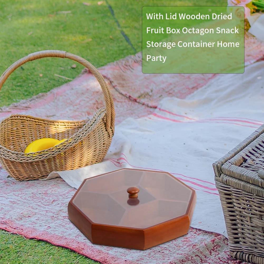

Octagon Snack Storage Container With Lid Wooden Dried Fruit Box Octagon Party Home Storage Accessories