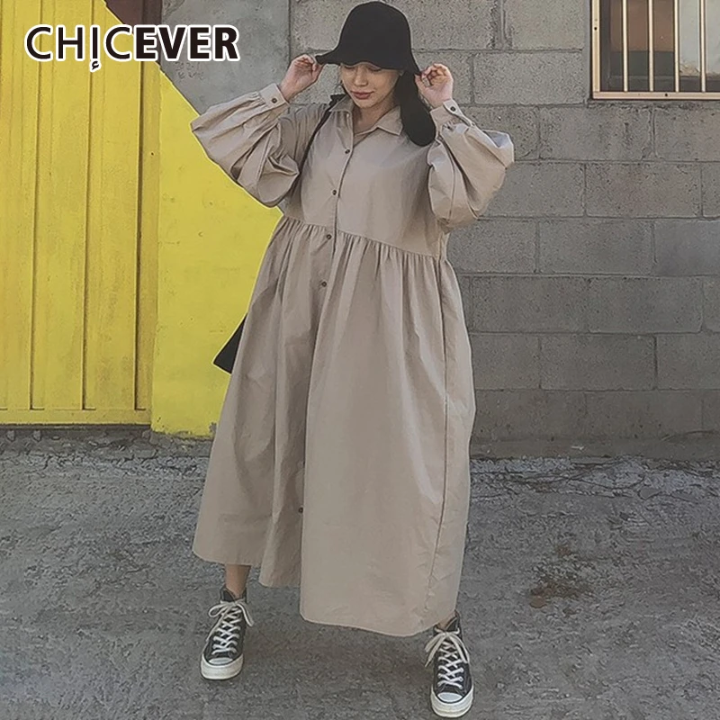 CHICEVER/осеннее Модное Новое свободное платье больших размеров женское с