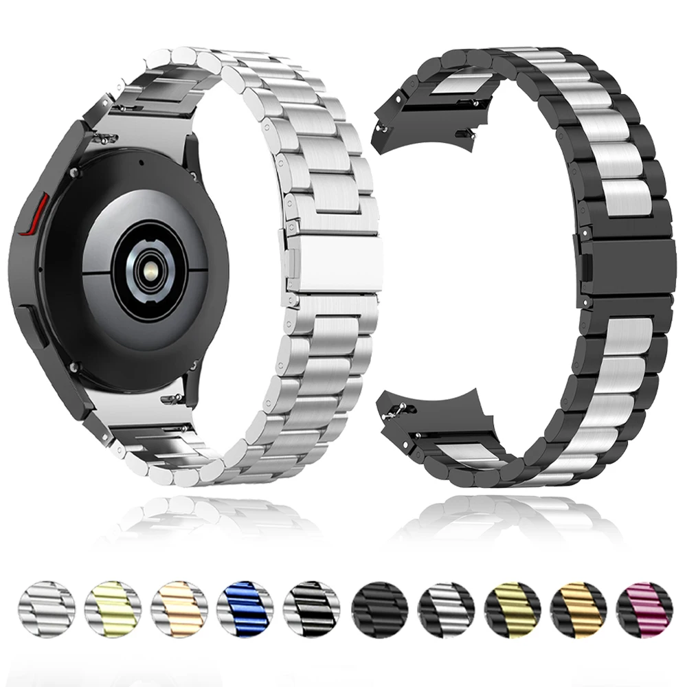 No Gaps Stainless Steel Wrist Strap for Samsung Galaxy Watch 4 Classic 46mm 42mm/Watch4 44/40mm Band Curved End Metal Watchband