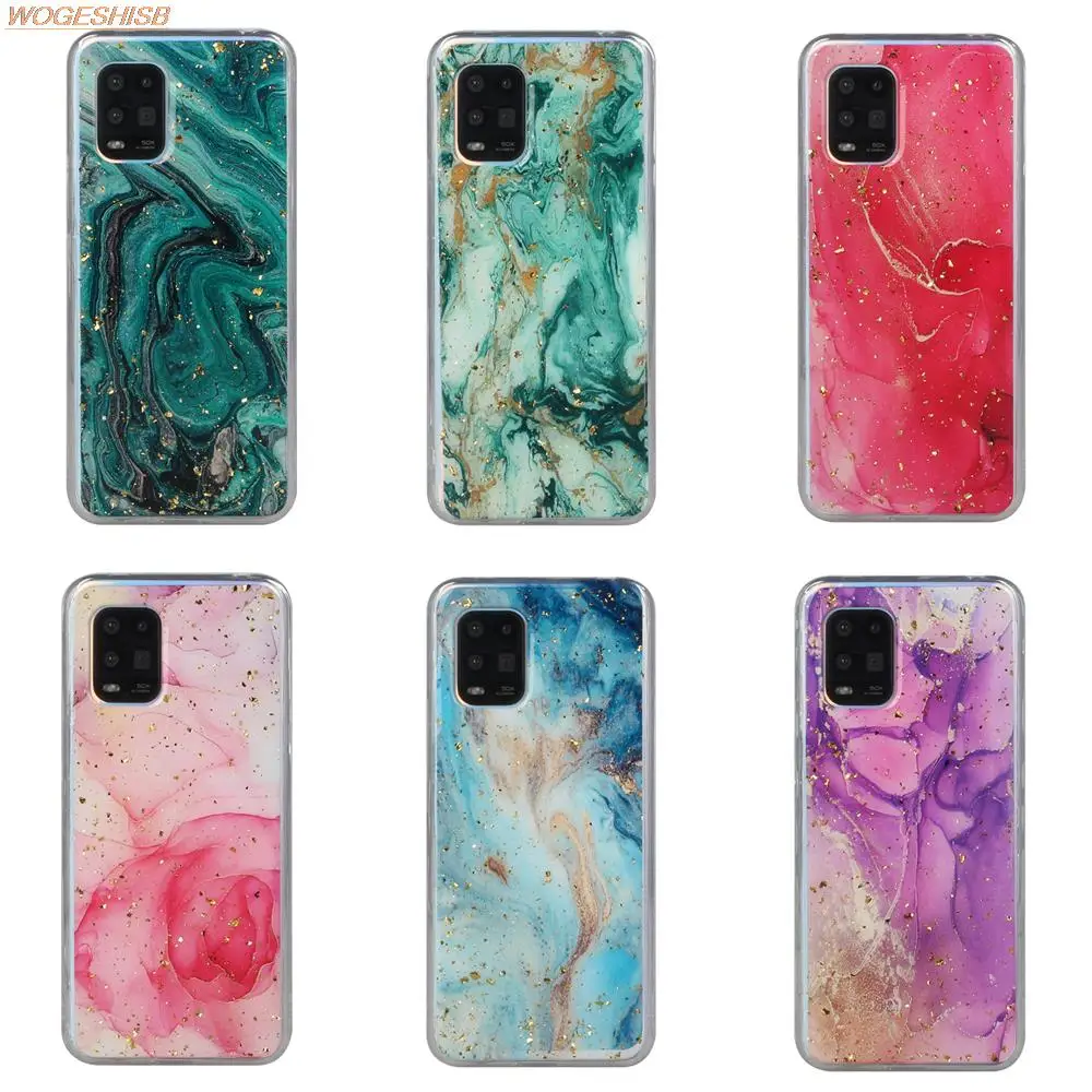 

Marble Case For Xiaomi Mi 10 10T 11i 11X 11 Lite Poco F3 M2 Redmi Note 10 10S 9 9S Pro K30s K40 Luxury Glitter Gold Leaf Cover