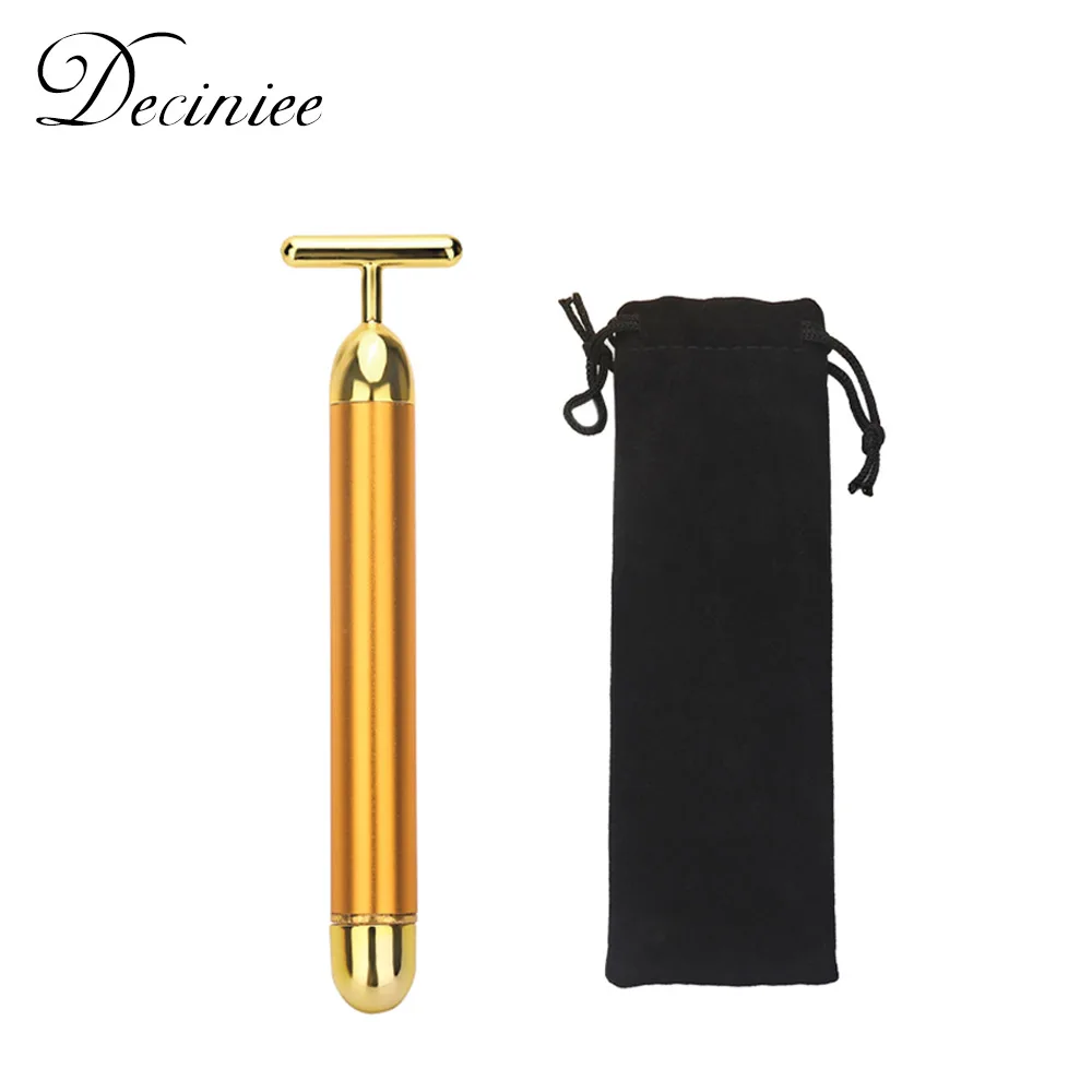 

Mini Slimming Face 24k Gold Vibration Facial Beauty Roller Massager Stick Lift Skin Tightening Wrinkle Stick Bar Face Skin Care