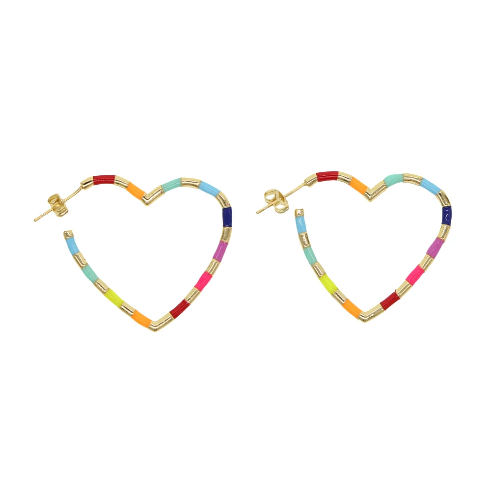 Модные блестящие серьги в форме сердца с золотым покрытием свадебные