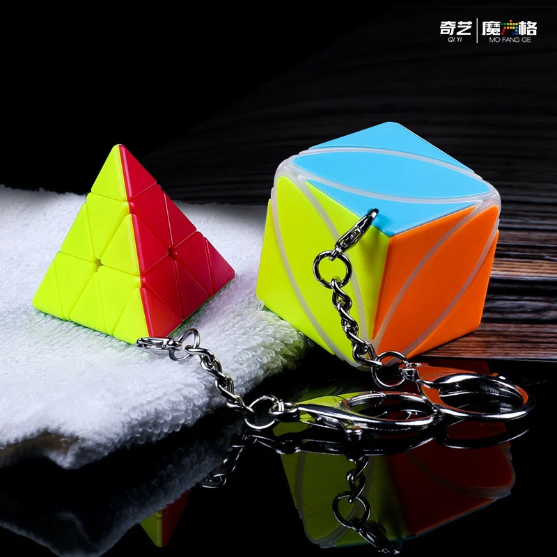 

QiYi Mini 2x2x 2 чудо-брелок Нео Куб Пирамида куб кулон цепочка брелок кольцо для ключей скоростной головоломка кубики обучающие игрушки для детей