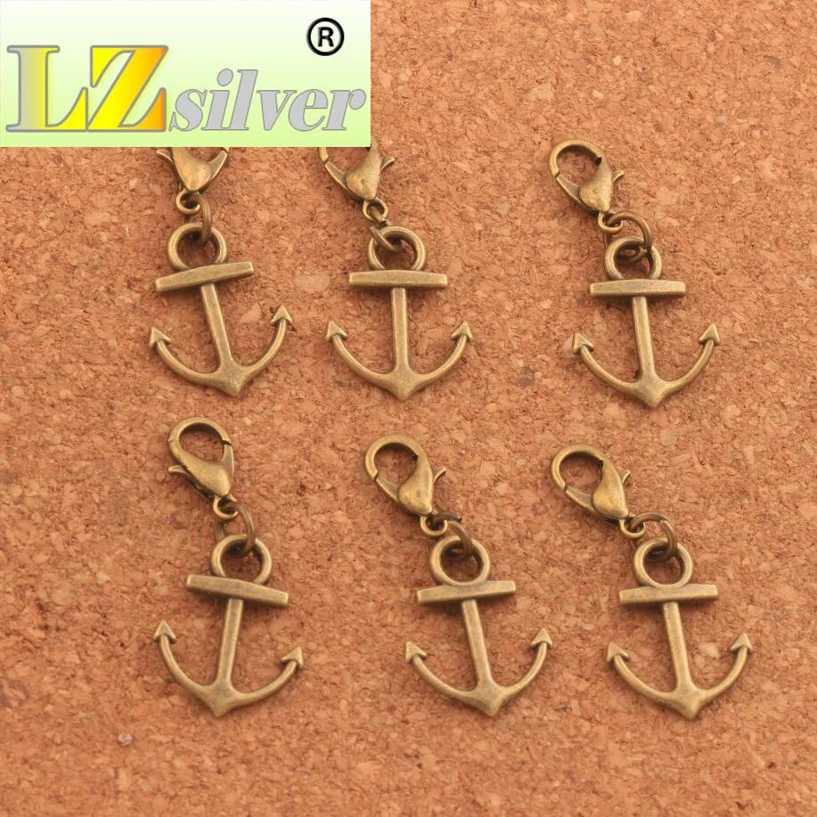 Anchor Charms Clasp European Lobster Trigger Clip On Charm Beads 14.5x32mm 150pcs Zinc Alloy C143