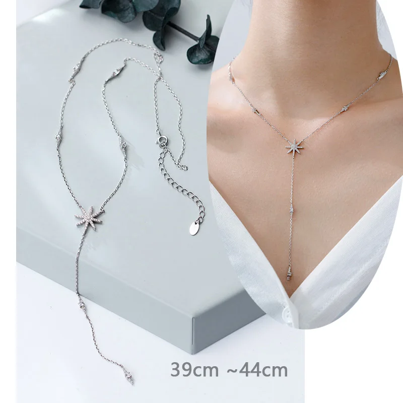 1Pcs Drop Snowflower Trusta 925 пробы серебряные ювелирные изделия сердца/снежный цветок CZ камни кулон колье 925 ожерелье для женщин подарок для девушек DS1343 - Окраска металла: 1Pcs Drop Snowflower