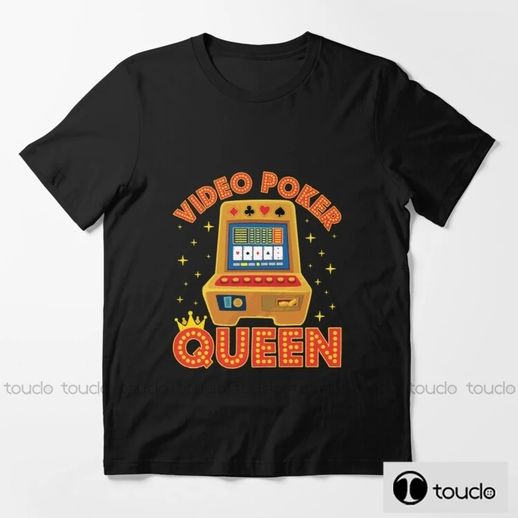

Футболка мужская с принтом видеопокера, тенниска из чистого хлопка с круглым вырезом, короткая модная забавная майка, цвет черный