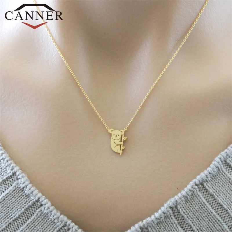 100% Настоящее серебро 925 пробы милая подвеска с коалой ожерелье для женщин простое