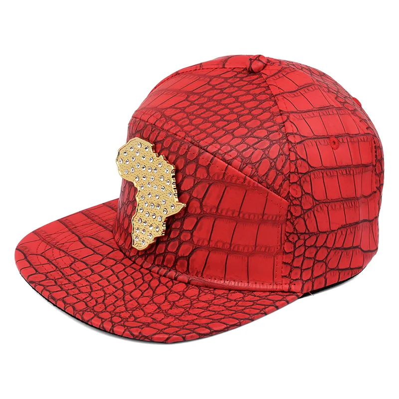 

3D для взрослых, металлическая золото Африка Карта бейсбольная кепка шапочка "крокодил" из искусственной кожи в стиле унисекс с ремнем и пряж...